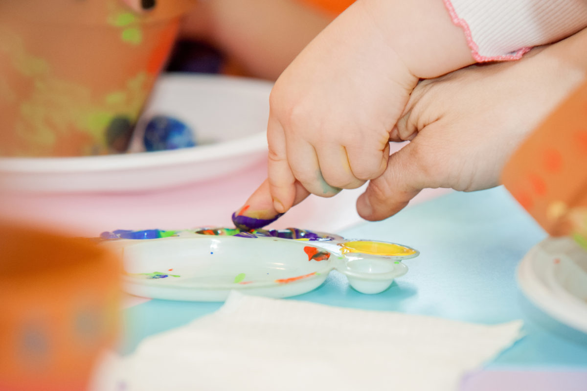 Kids Finger Painting with Adhesive Vinyl