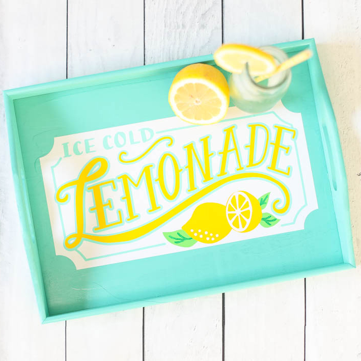Make an adorable lemonade drink tray using adhesive vinyl