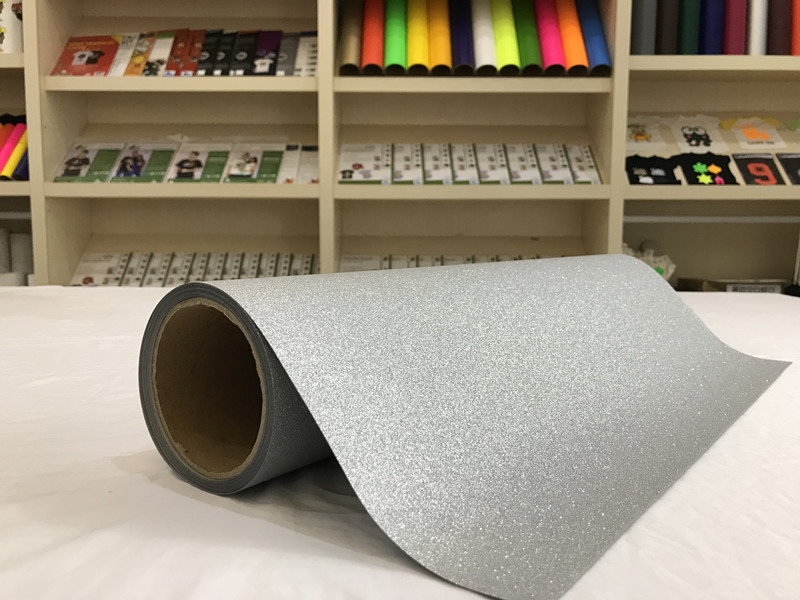 Glitter Silver Eco-solvent Printable PU Flex Vinyl Rolls